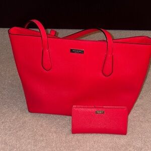 Kate Spade Vibrant Red Tote with wallet.